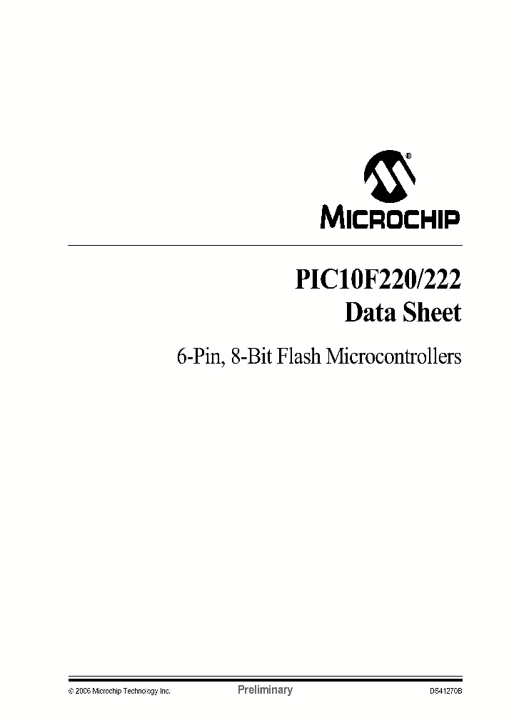 PIC10F220_926839.PDF Datasheet Download --- IC-ON-LINE