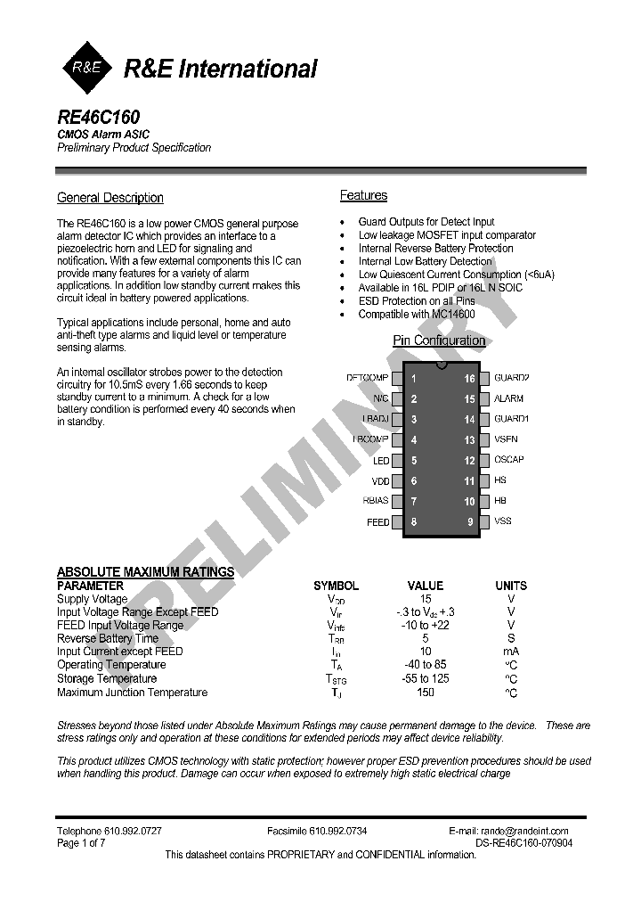 RE46C160_1301043.PDF Datasheet