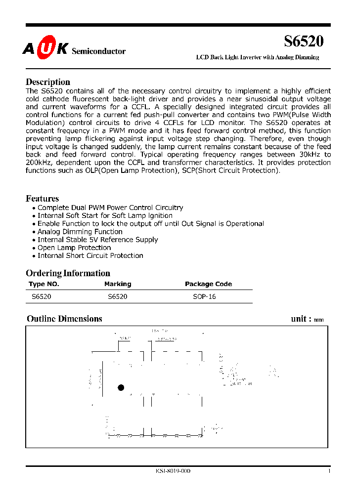 S6520_1304064.PDF Datasheet Download --- IC-ON-LINE