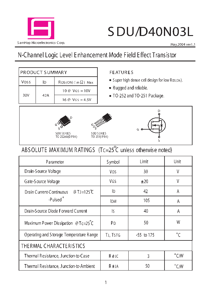 SDU40N03L_1132091.PDF Datasheet