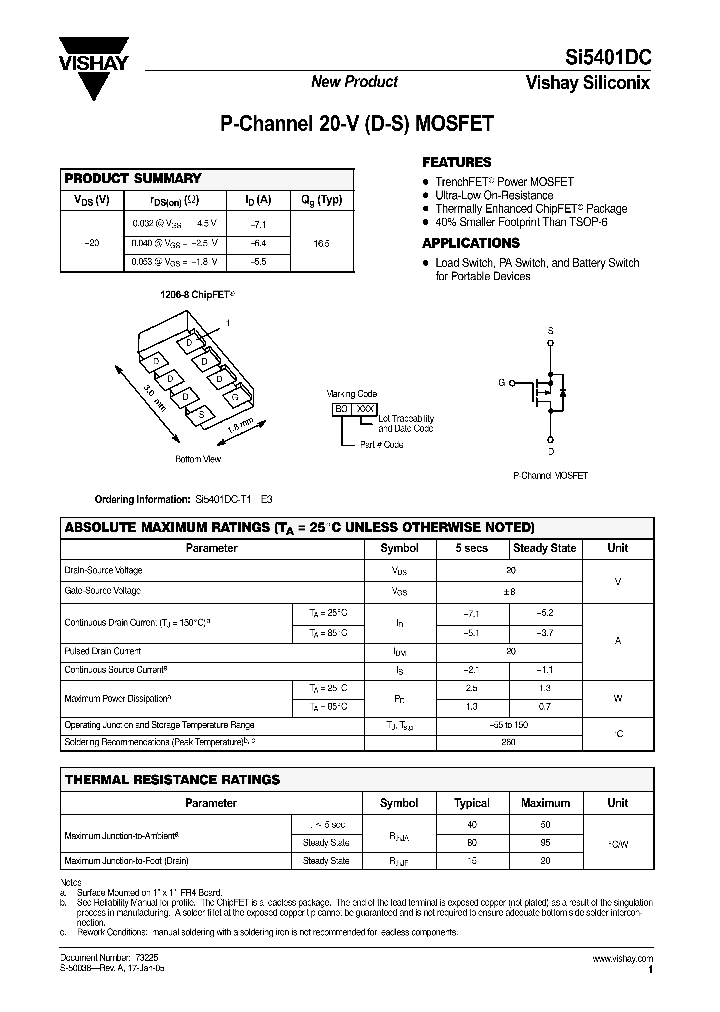 SI5401DC_1043621.PDF Datasheet Download --- IC-ON-LINE