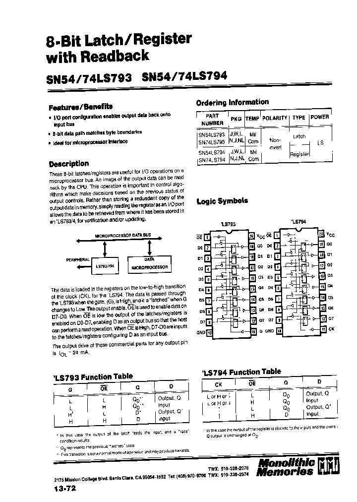 SN74LS794_1080879.PDF Datasheet Download --- IC-ON-LINE