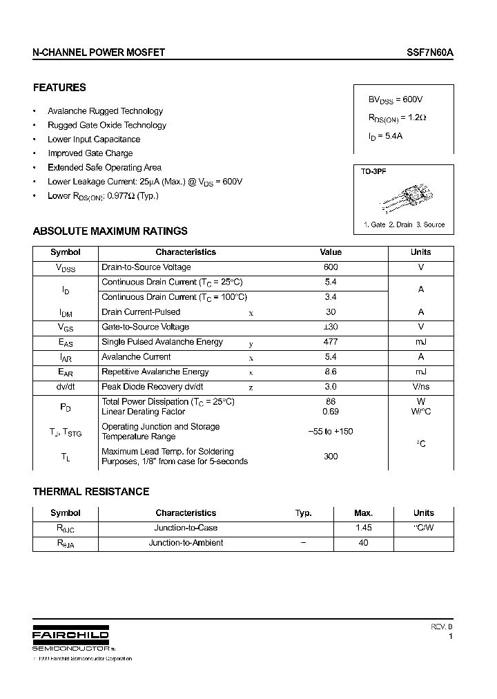 SSF7N60A_1316696.PDF Datasheet