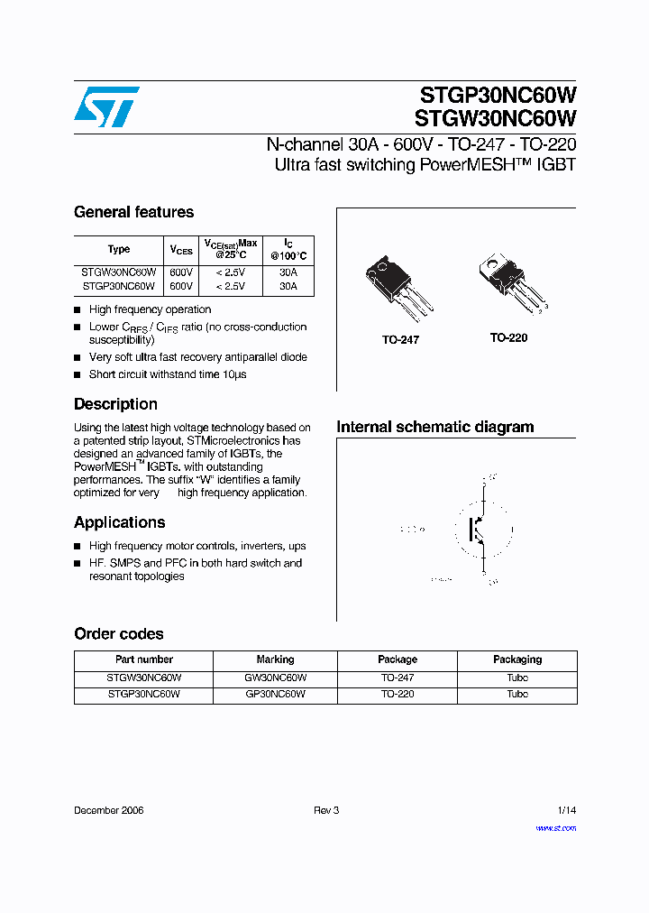 STGW30NC60W_1318313.PDF Datasheet