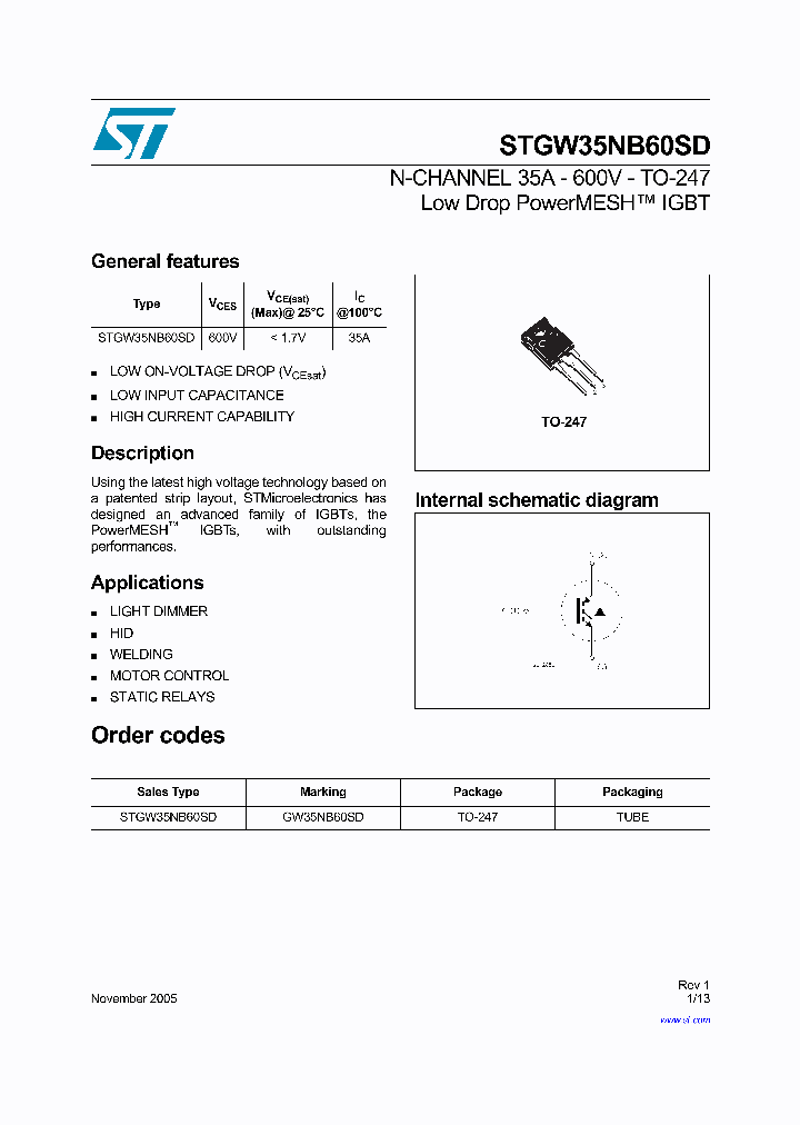 STGW35NB60SD_1318315.PDF Datasheet