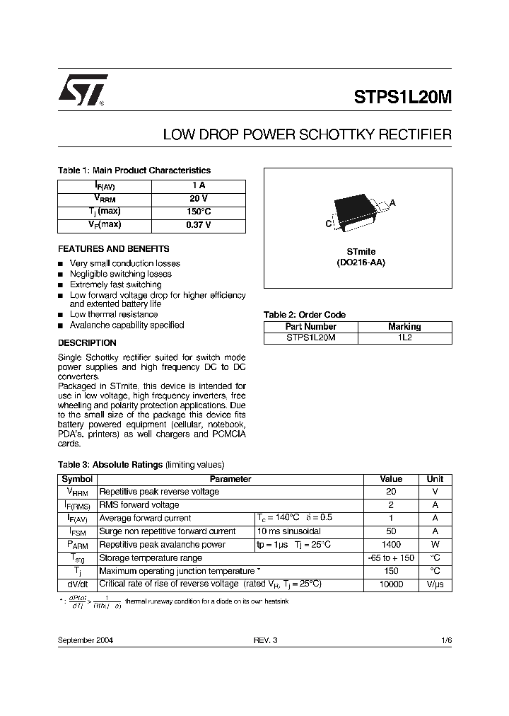 STPS1L20M_1319197.PDF Datasheet