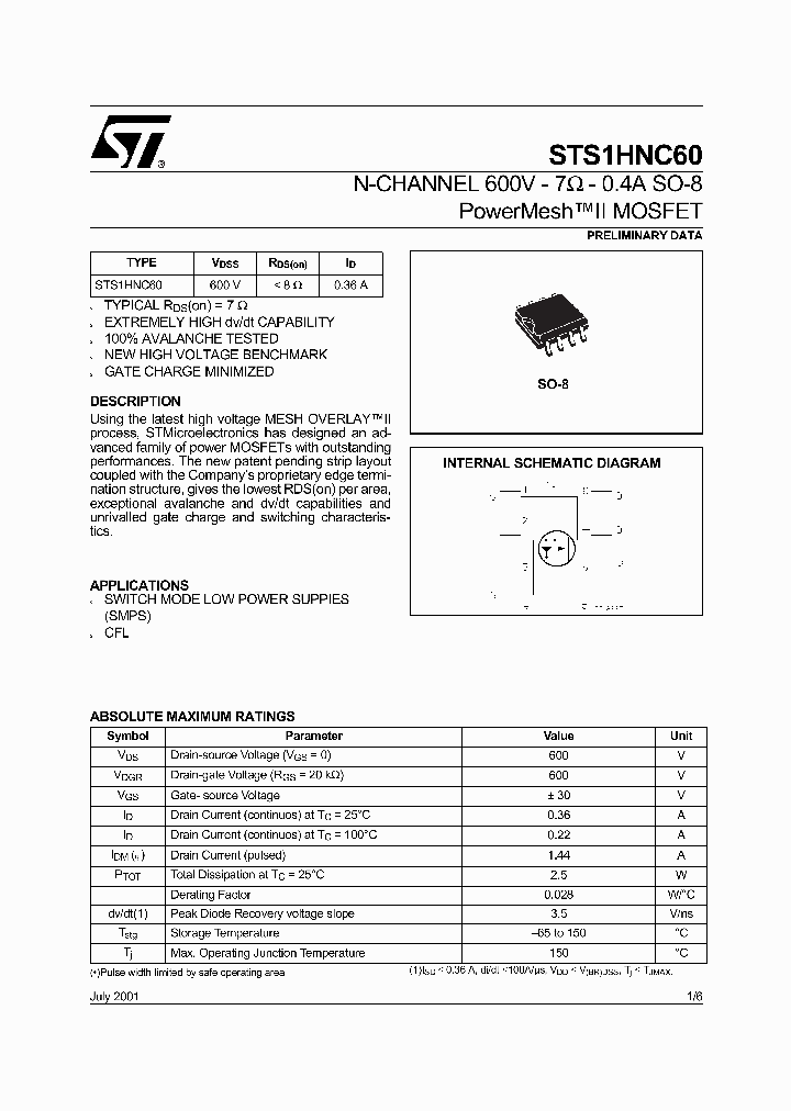 STS1HNC60_1319341.PDF Datasheet
