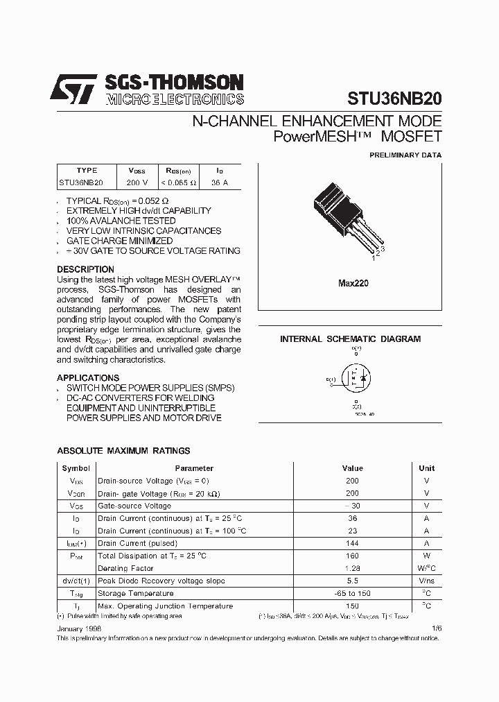 STU36NB20_1319534.PDF Datasheet