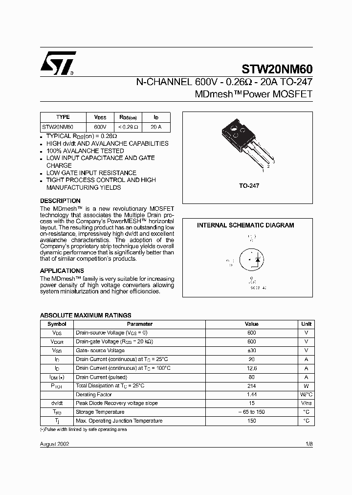 STW20NM60_1319634.PDF Datasheet Download