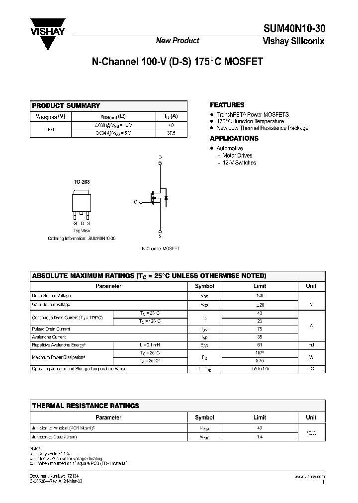 SUM40N10-30_1319822.PDF Datasheet