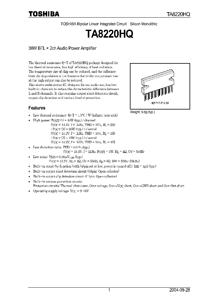 TA8220HQ_1094940.PDF Datasheet Download --- IC-ON-LINE