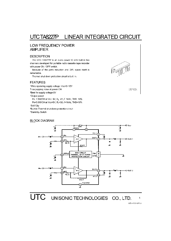 TA8227P_1094947.PDF Datasheet Download --- IC-ON-LINE
