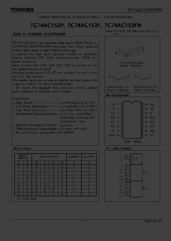 TC74AC153P_1322392.PDF Datasheet