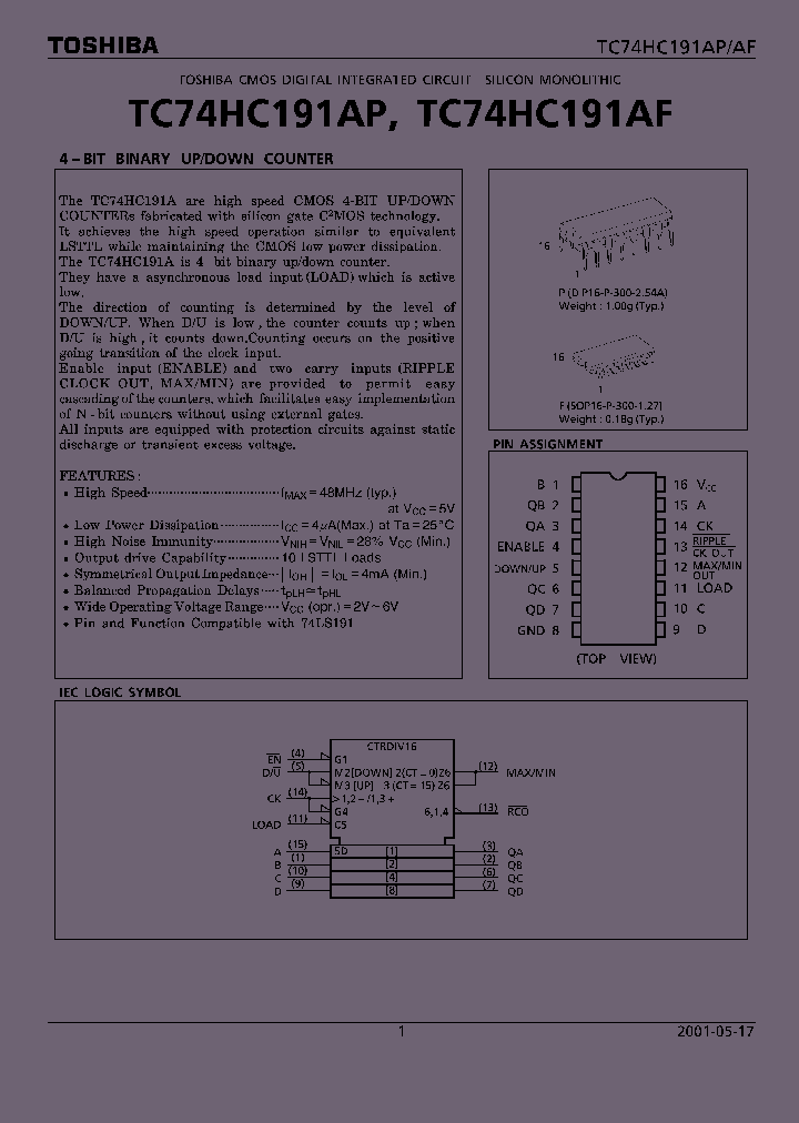TC74HC191AF_1028980.PDF Datasheet