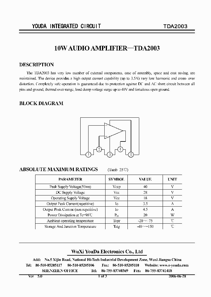 TDA2003_1124790.PDF Datasheet