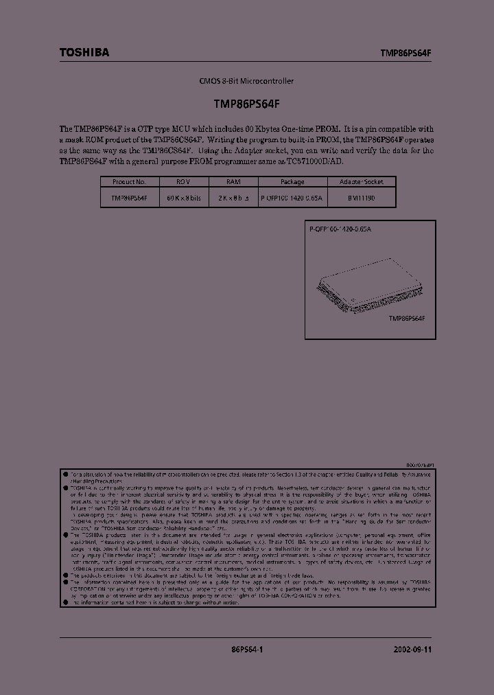 TMP86PS64F_1156125.PDF Datasheet