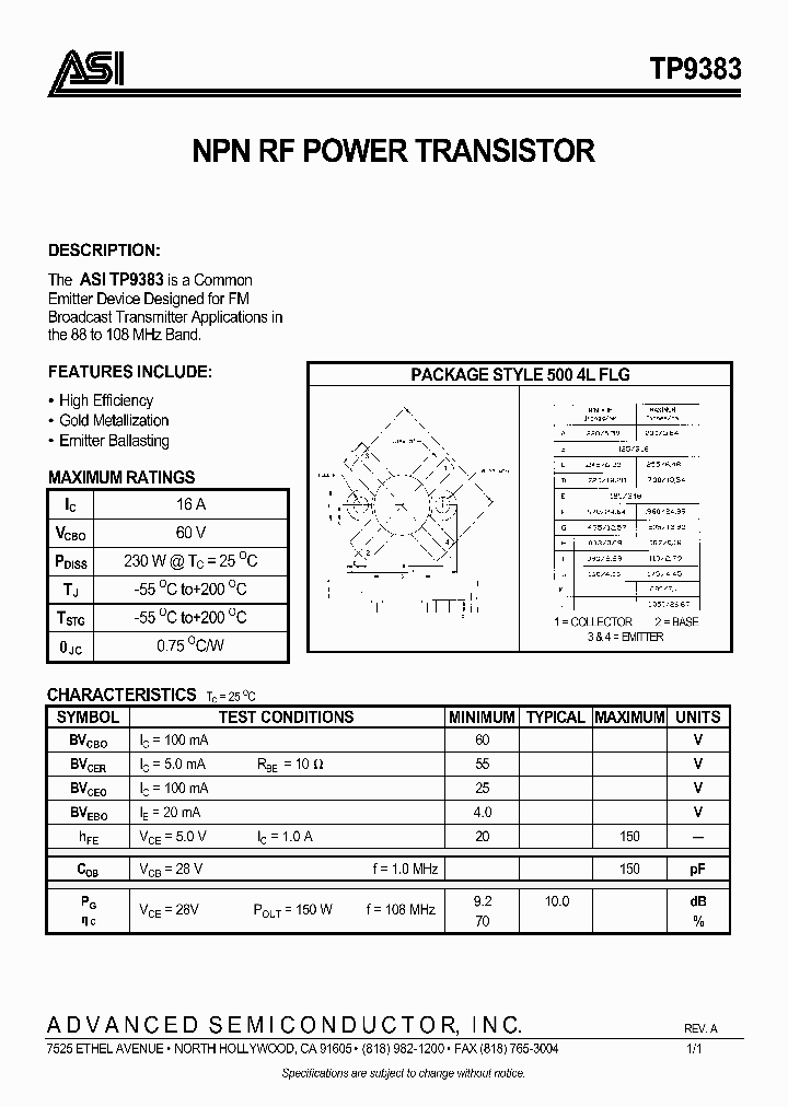 TP9383_1327789.PDF Datasheet