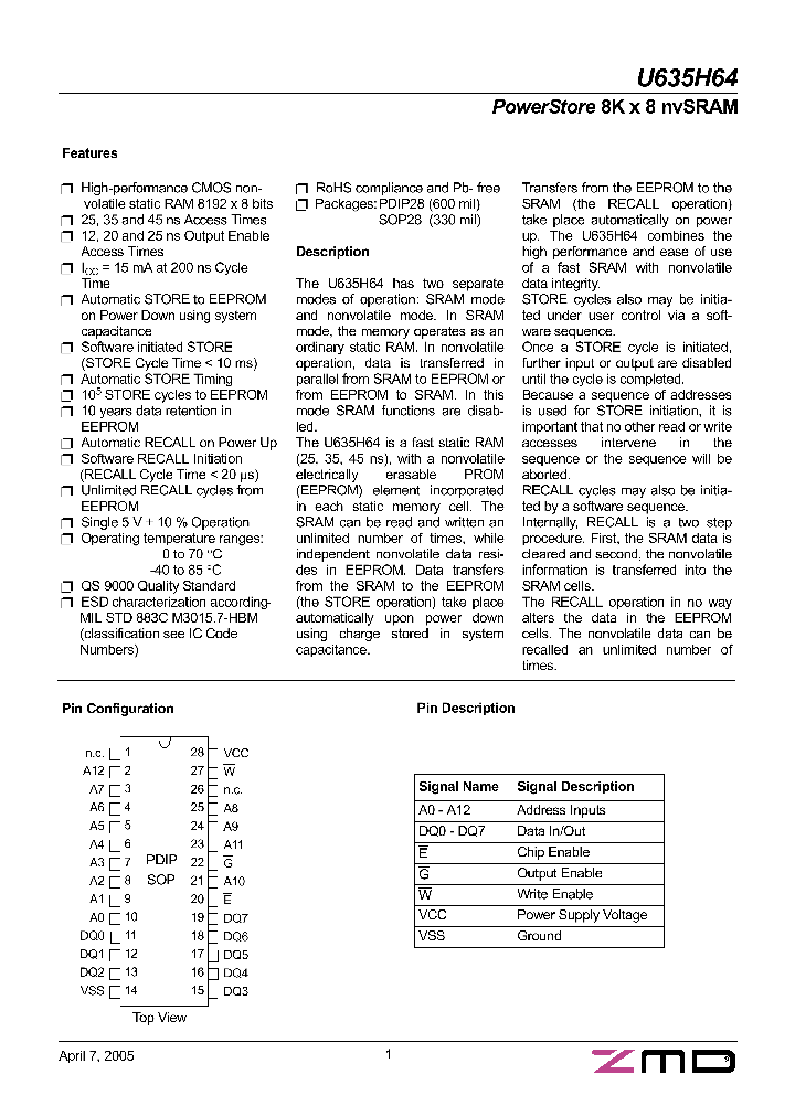 U635H64_1330318.PDF Datasheet