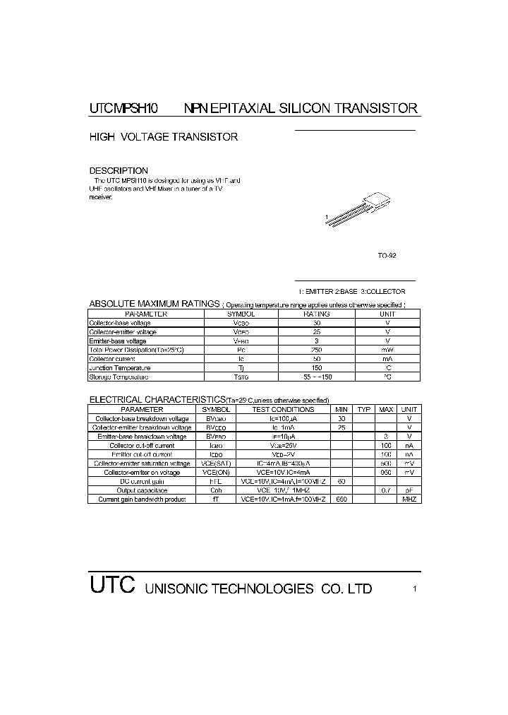 UTCMPSH10_1333136.PDF Datasheet