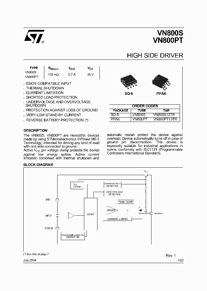 VN800S13TR_1334683.PDF Datasheet