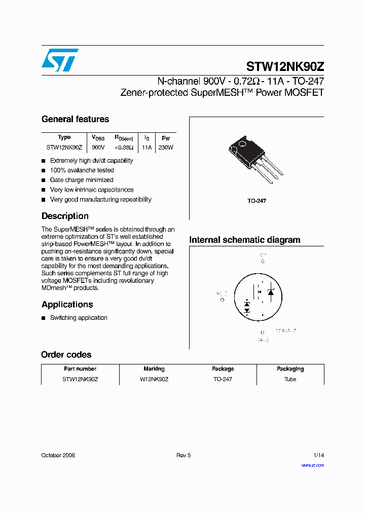 W12NK90Z_1335373.PDF Datasheet Download --- IC-ON-LINE