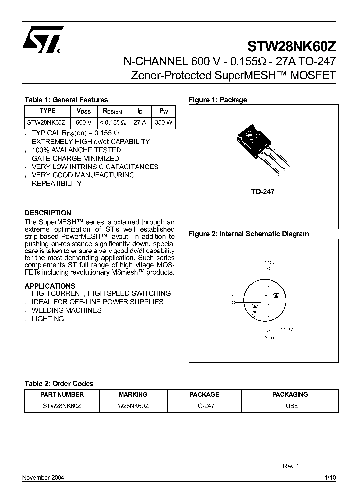 W28NK60Z_1335451.PDF Datasheet