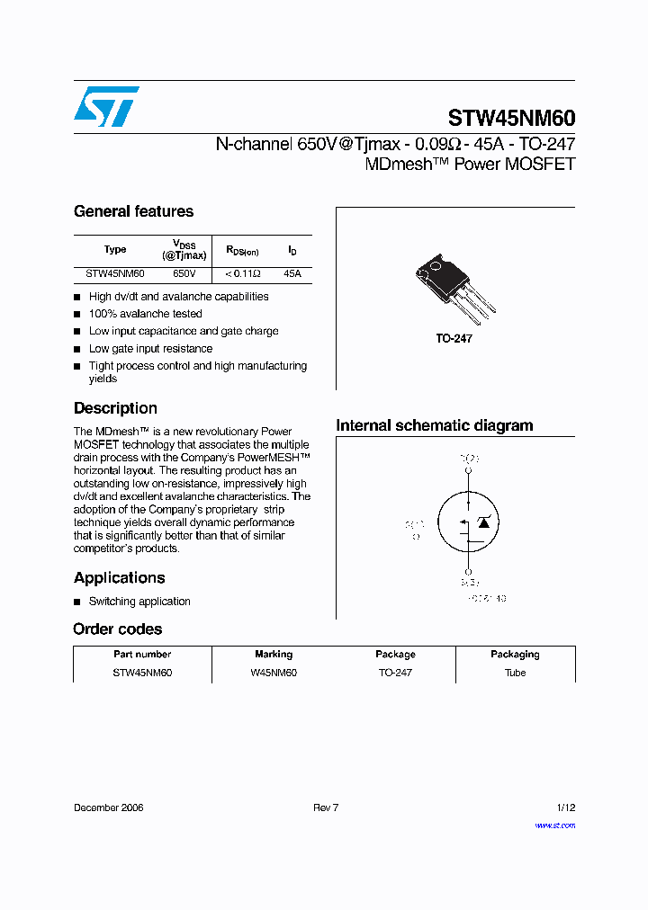 W45NM60_1335597.PDF Datasheet