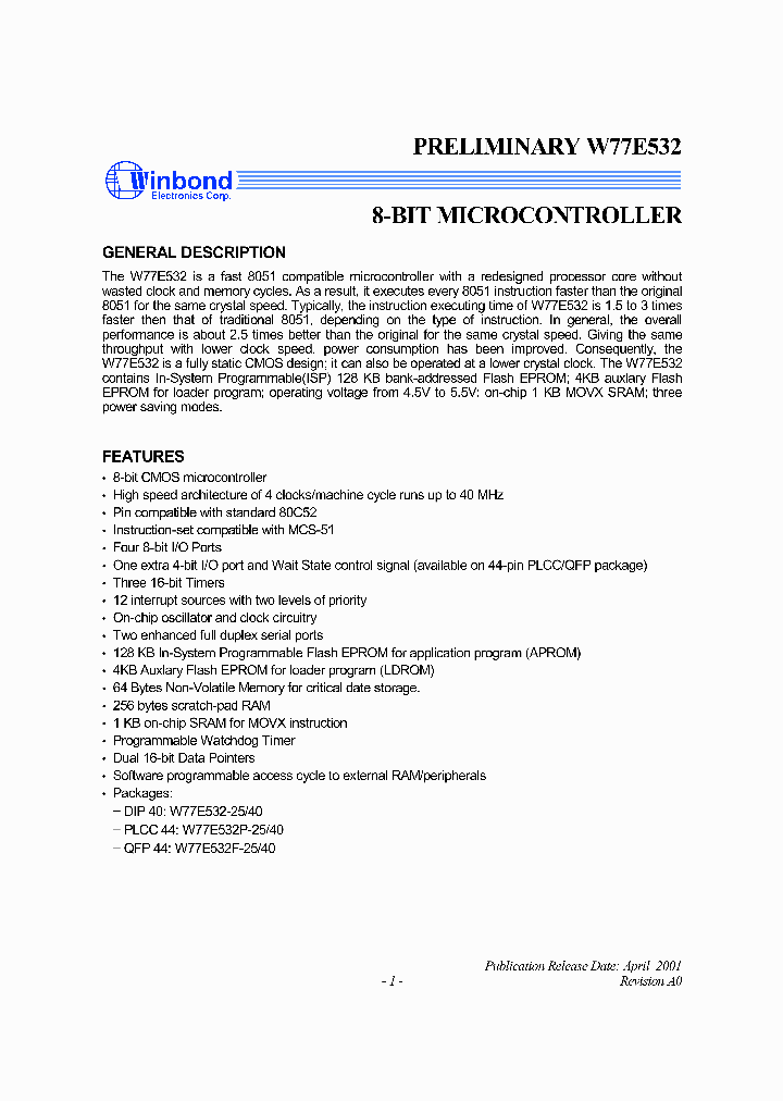 W77E532_891886.PDF Datasheet