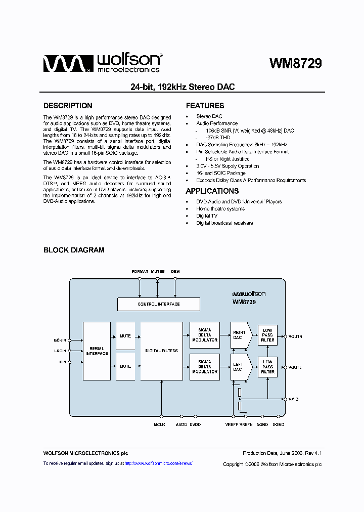 WM8729GEDRV_1121607.PDF Datasheet