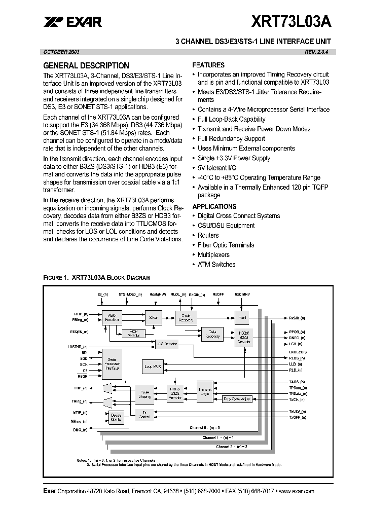 XRT73L03A_1177763.PDF Datasheet