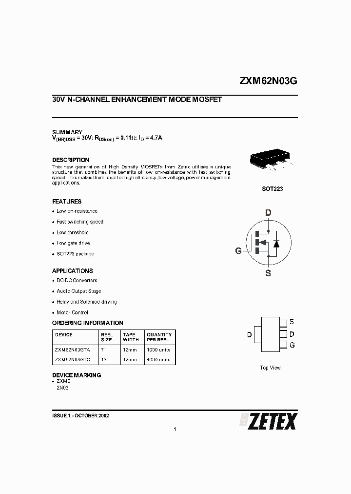 ZXM62N03GTA_1055452.PDF Datasheet