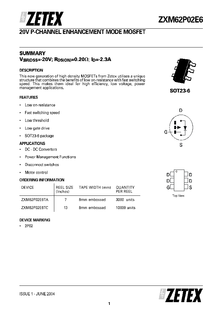 ZXM62P02E604_1339781.PDF Datasheet