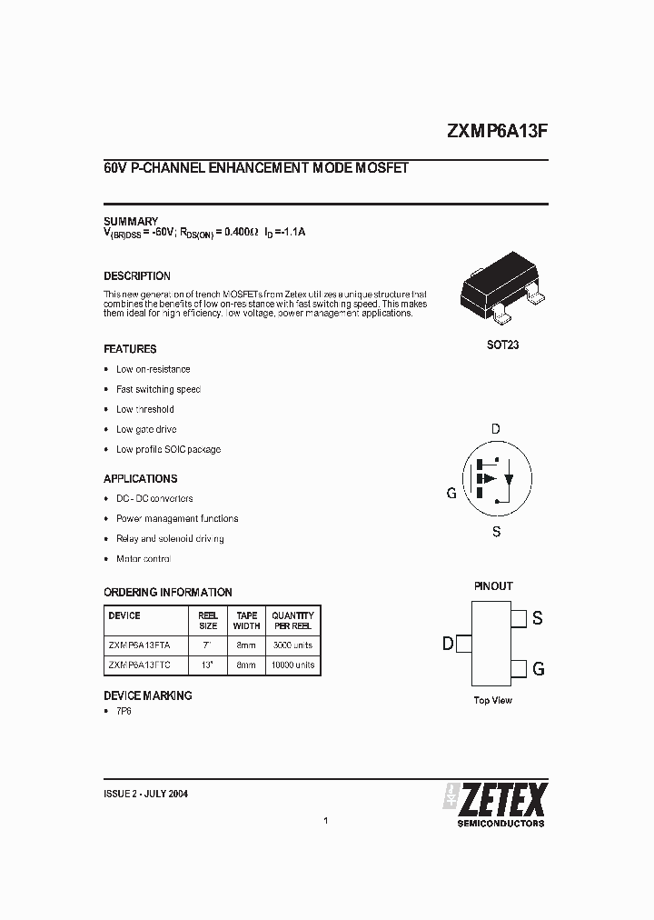 ZXMP6A13FTC_1339924.PDF Datasheet