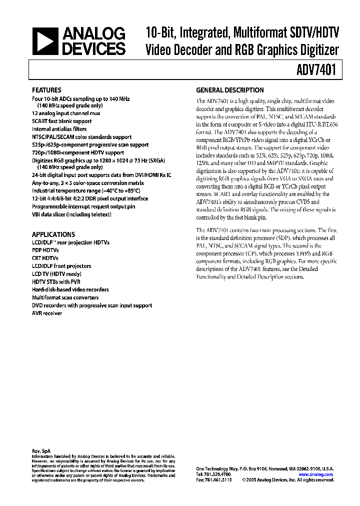 ADV7401_4149958.PDF Datasheet