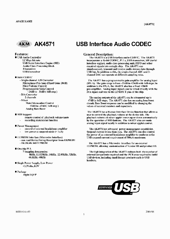 AK4571VQ_4108551.PDF Datasheet Download --- IC-ON-LINE