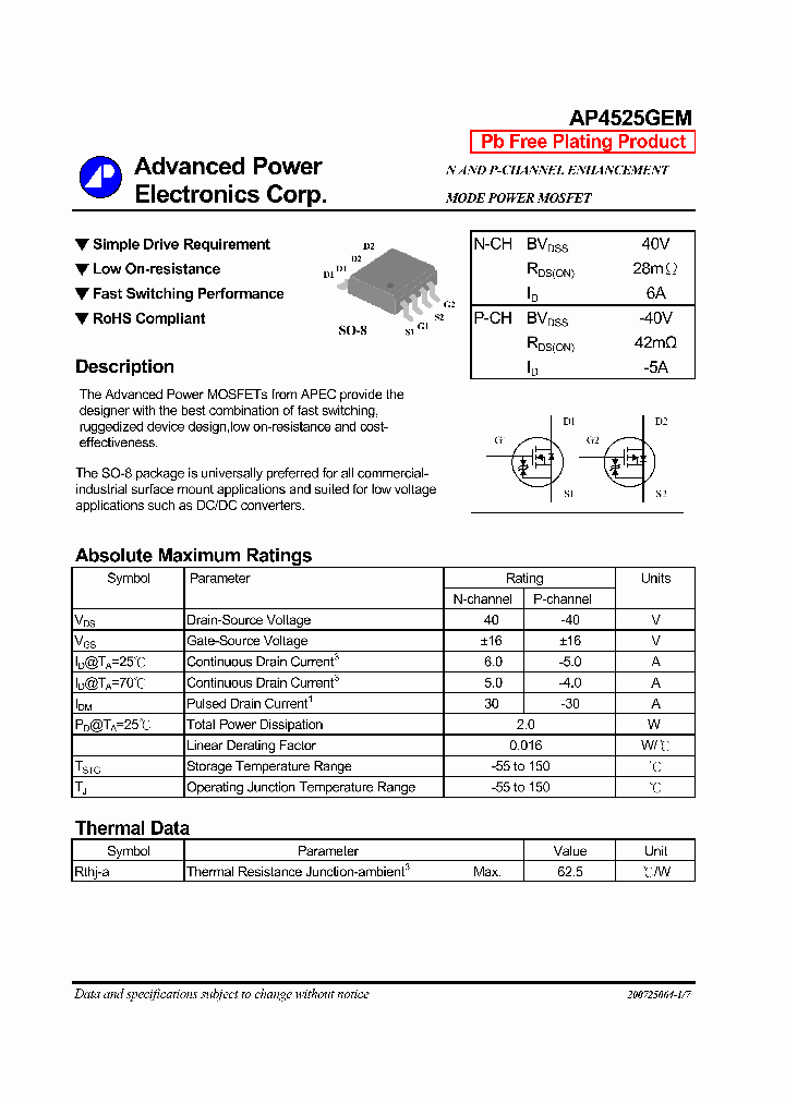 AP4525GEM_4131681.PDF Datasheet