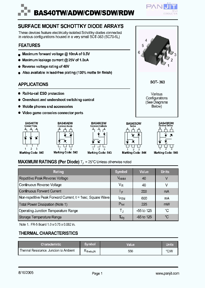 BAS40SDW_4121479.PDF Datasheet