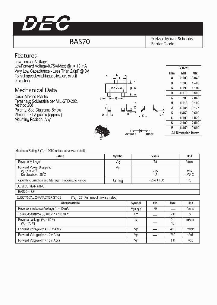 BAS70_4113812.PDF Datasheet