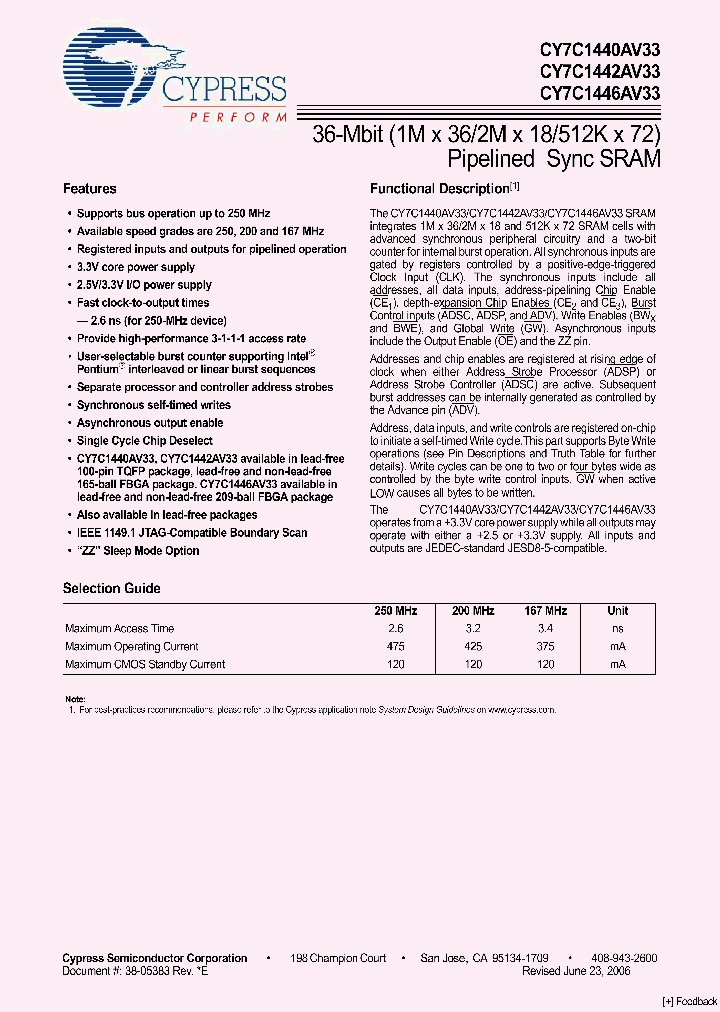 CY7C1442AV33_4109093.PDF Datasheet