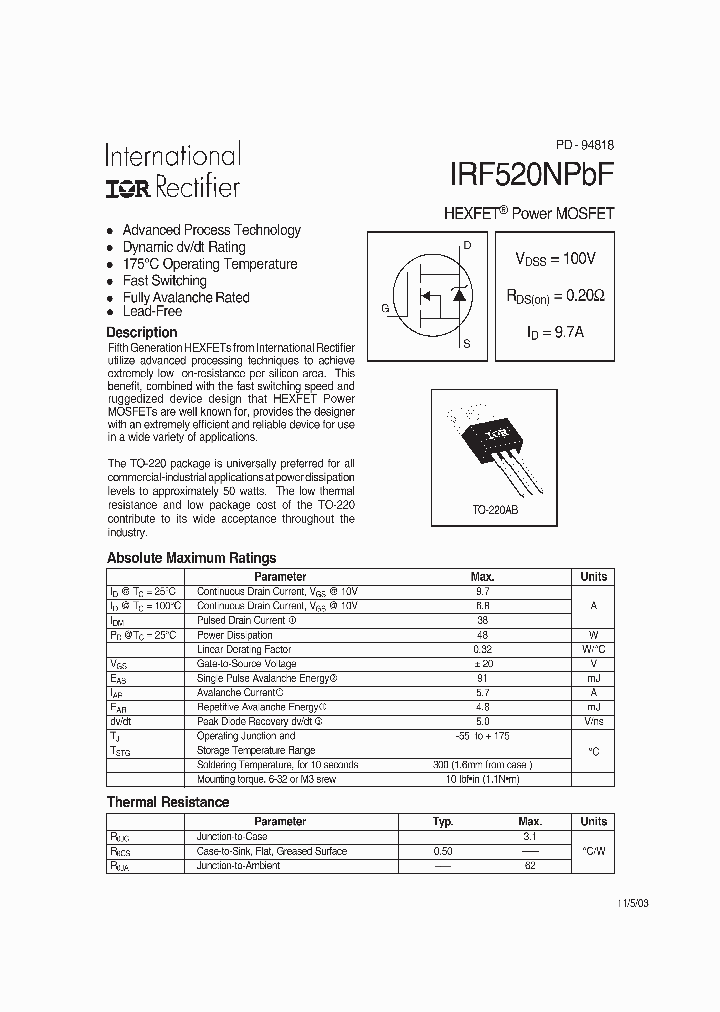 IRF520NPBF_4147028.PDF Datasheet