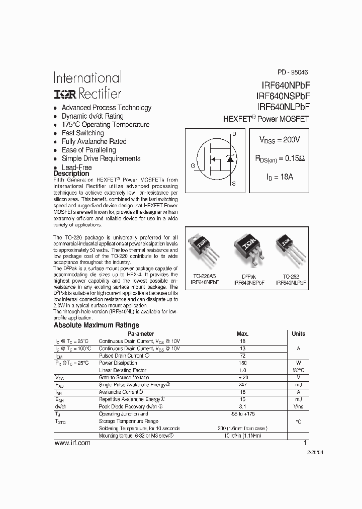 IRF640NLPBF_4158466.PDF Datasheet