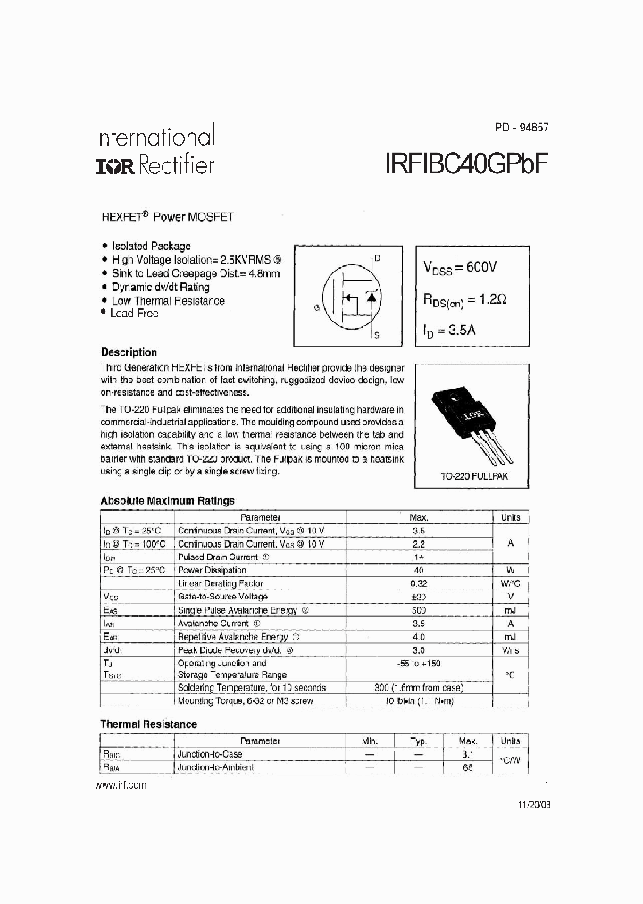 IRFIBC40GPBF_4153651.PDF Datasheet