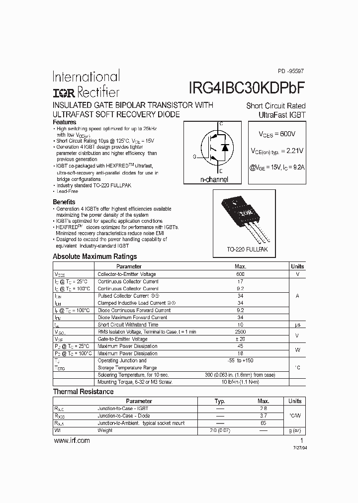 IRG4IBC30KDPBF_4110789.PDF Datasheet