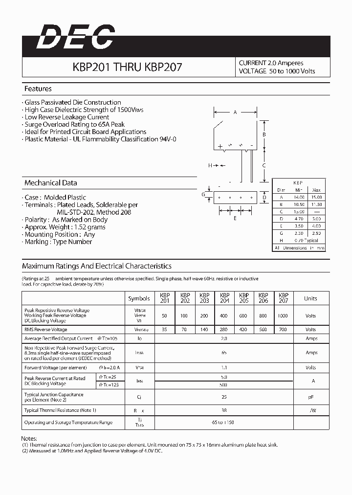 KBP206_4114982.PDF Datasheet Download --- IC-ON-LINE