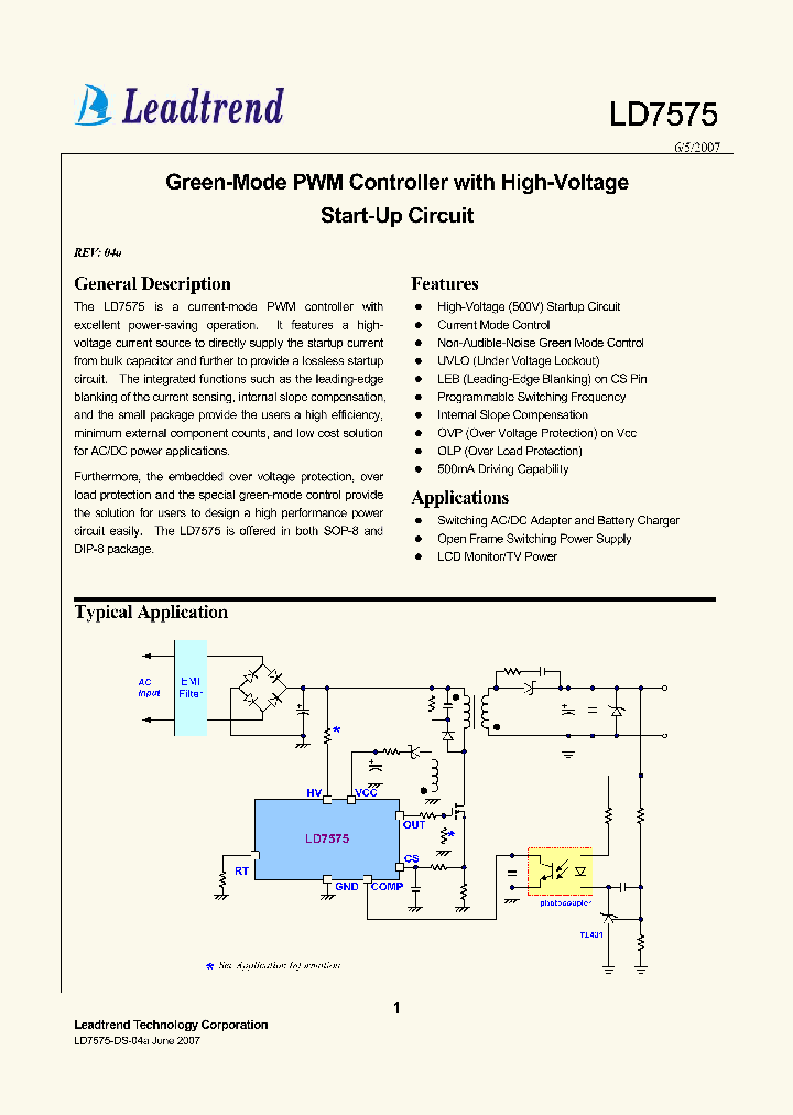 LD7575PN_4101282.PDF Datasheet Download --- IC-ON-LINE