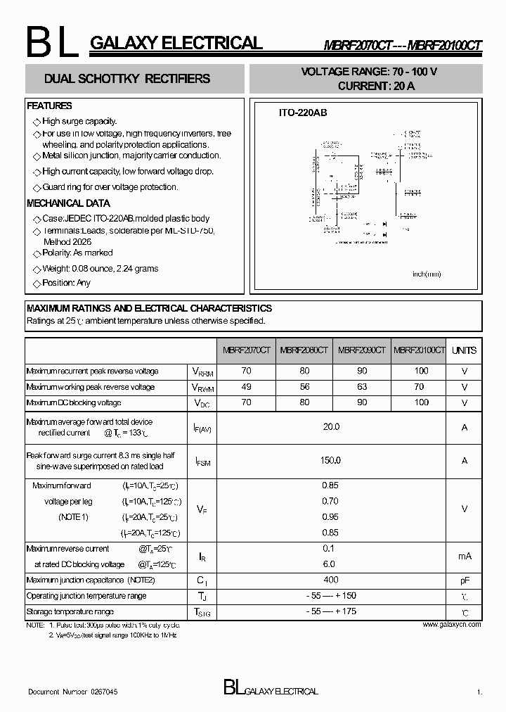 MBRF2070CT_4139750.PDF Datasheet Download --- IC-ON-LINE