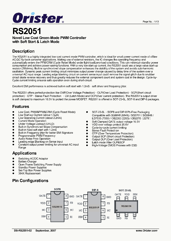 RS2051_4140155.PDF Datasheet Download --- IC-ON-LINE