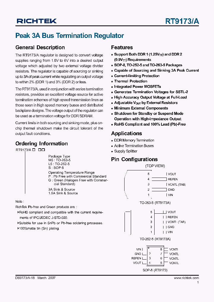RT9173PL5_4107542.PDF Datasheet Download --- IC-ON-LINE