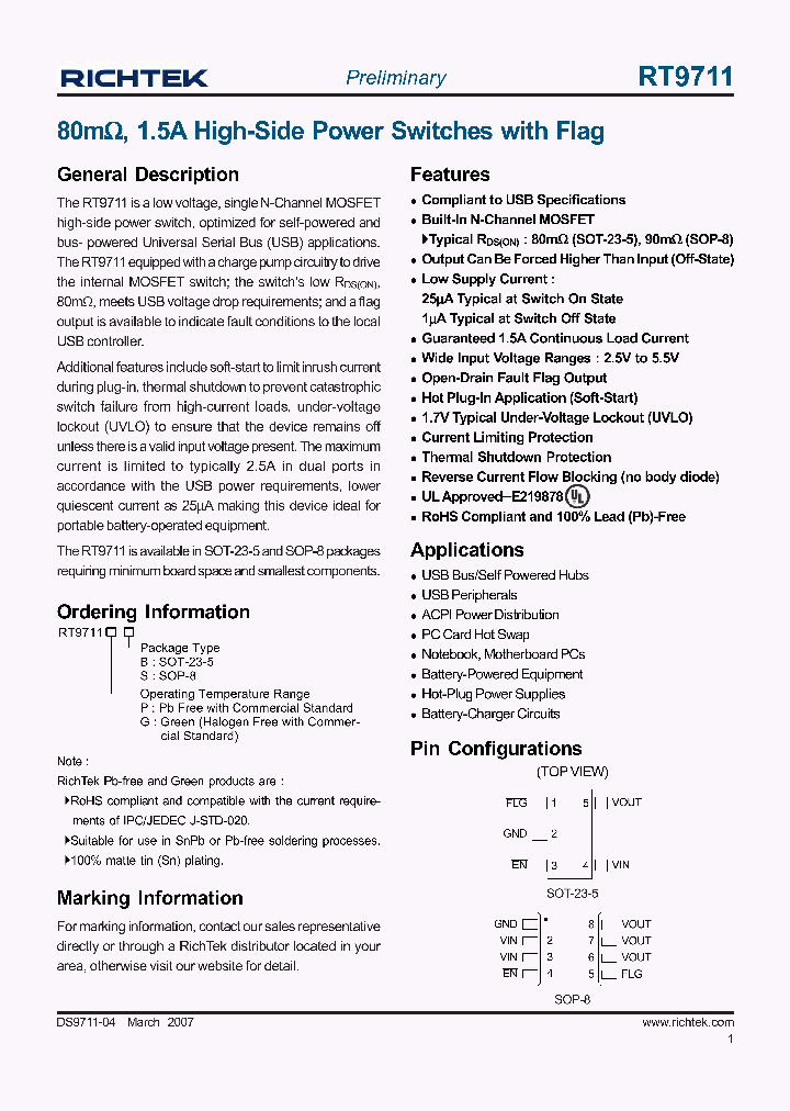 RT9711PB_4120782.PDF Datasheet Download --- IC-ON-LINE