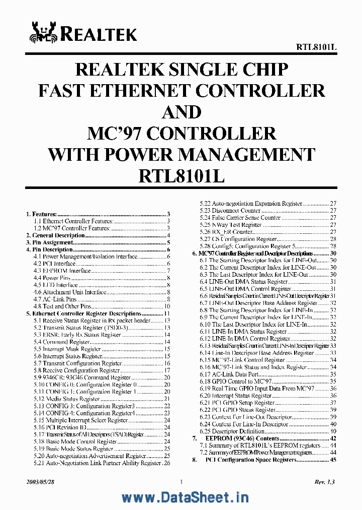 RTL8101L_4103647.PDF Datasheet